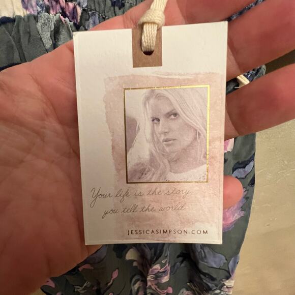 Jessica Simpson Floral Pink Green Maternity Wrap Maxi Dress Size Medium NWT - Picture 11 of 16